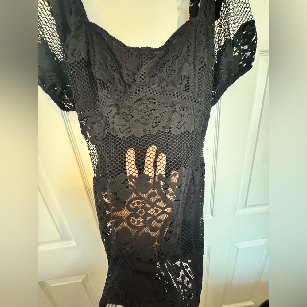 Anthropologie Free People Black Lace Versatile Dress - Picture 7 of 8